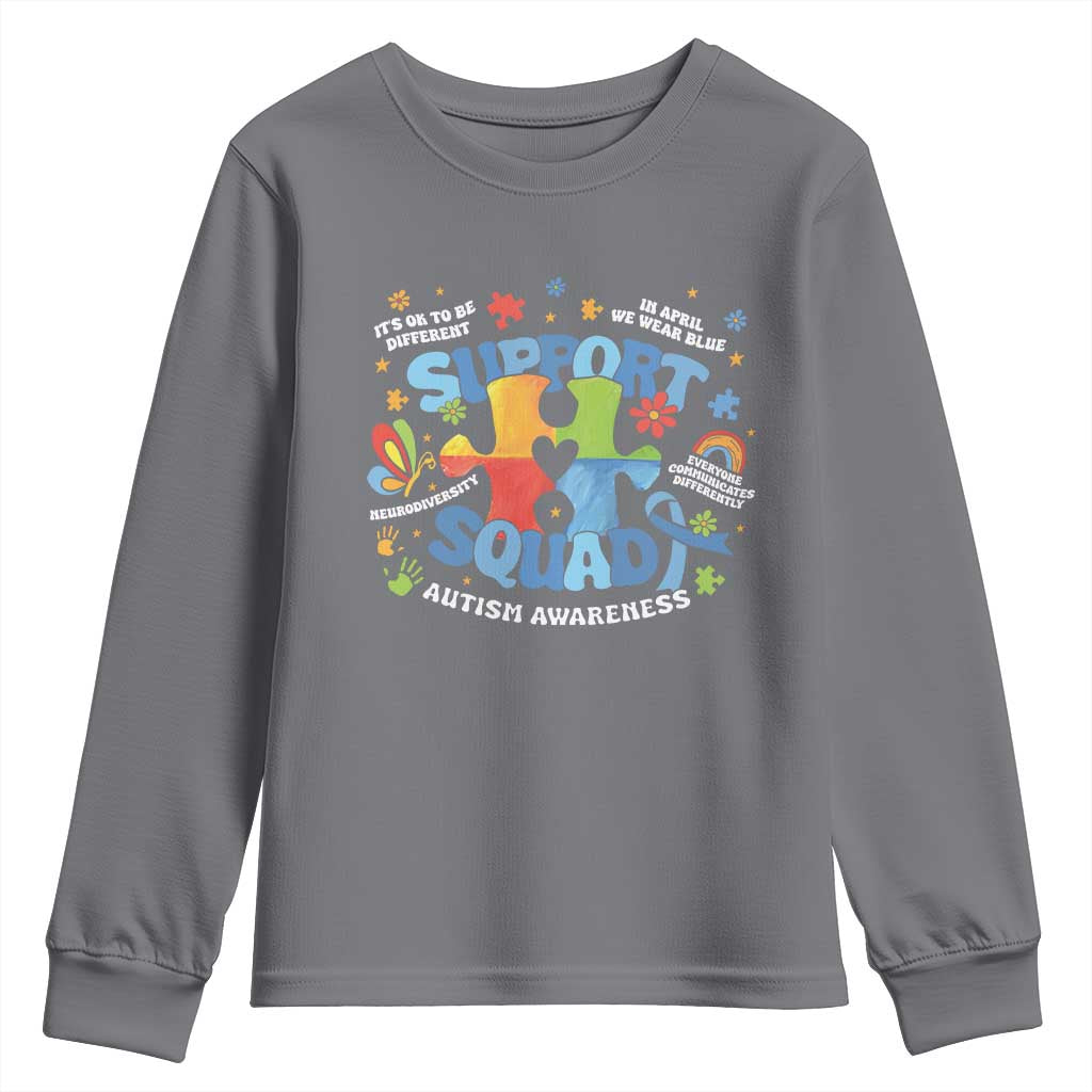 Autism Awareness Support Squad Youth Sweatshirt TS10 Charcoal Print Your Wear