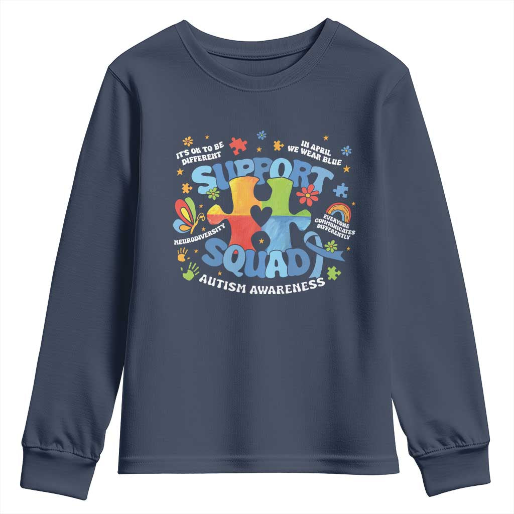 Autism Awareness Support Squad Youth Sweatshirt TS10 Navy Print Your Wear