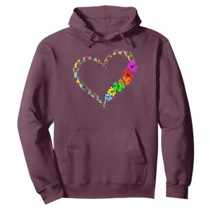 Autism Awareness Love Heart Puzzle Piece Hoodie TS10 Maroon Print Your Wear
