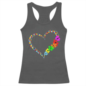Autism Awareness Love Heart Puzzle Piece Racerback Tank Top TS10 Dark Heather Print Your Wear