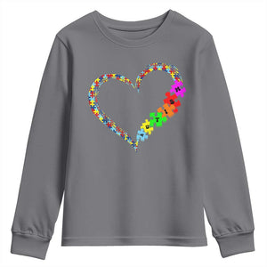 Autism Awareness Love Heart Puzzle Piece Youth Sweatshirt TS10 Charcoal Print Your Wear