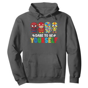 Autism Awareness Superheroes Hoodie Dare To Be Yourself TS10 Dark Heather Print Your Wear