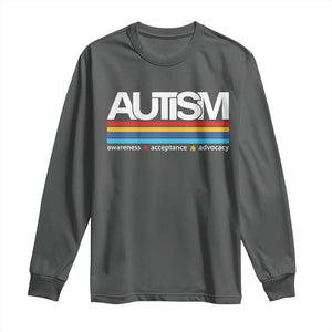 Retro Autism Awareness Acceptance Long Sleeve Shirt TS10 Dark Heather Print Your Wear