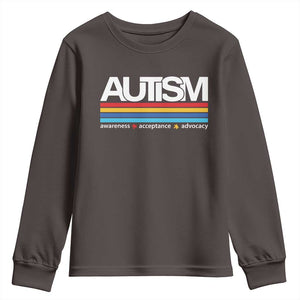Retro Autism Awareness Acceptance Youth Sweatshirt TS10 Dark Chocolate Print Your Wear