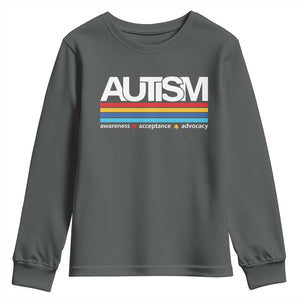 Retro Autism Awareness Acceptance Youth Sweatshirt TS10 Dark Heather Print Your Wear