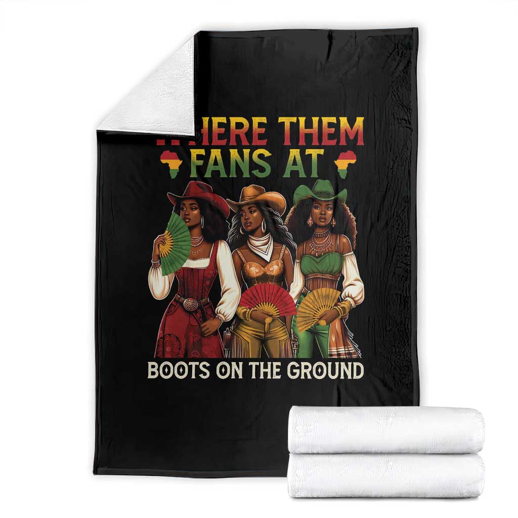 Where Them Fans At Boots On The Ground Throw Blanket Black African American Cowgirl Western Country Rodeo TS10 Black Print Your Wear