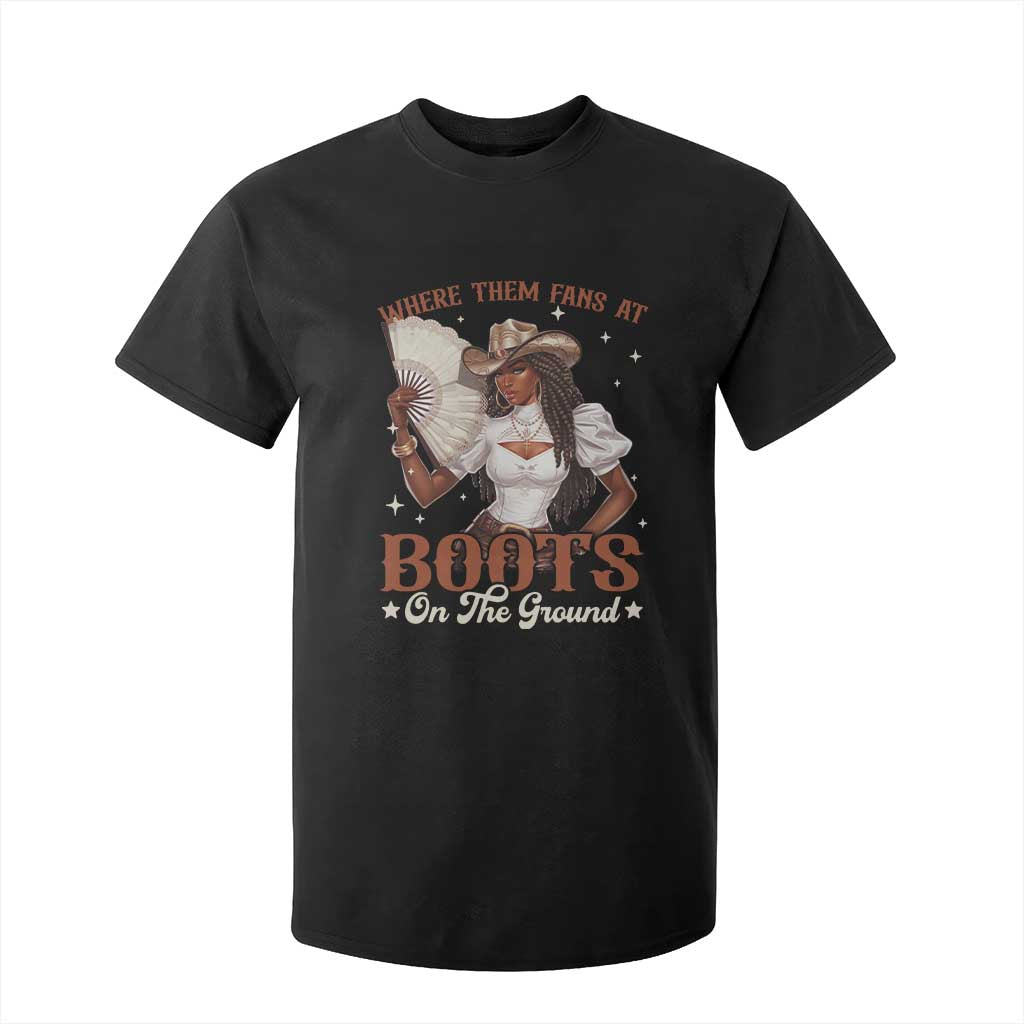 Black Cowgirl T Shirt For Kid Where Them Fans At Boots On The Ground TS10 Black Print Your Wear