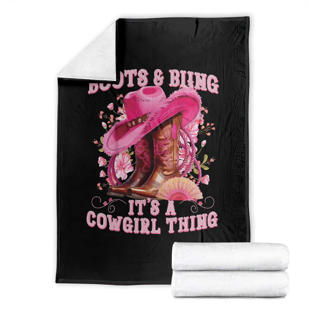 Boots and Bling Its A Cowgirl Thing Western Cowgirl Throw Blanket TS10 Black Print Your Wear