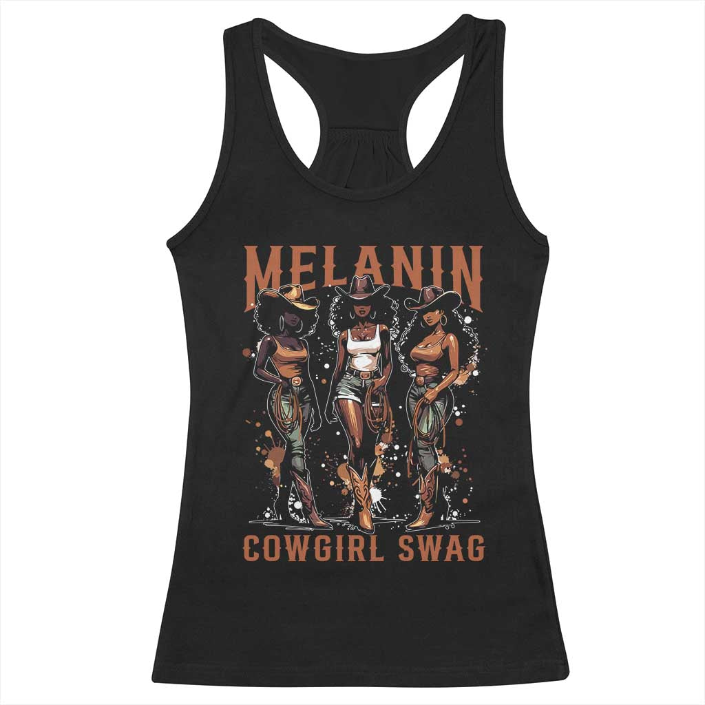 Melanin Cowgirl Swag Racerback Tank Top Black Women Western Pride TS10 Black Print Your Wear