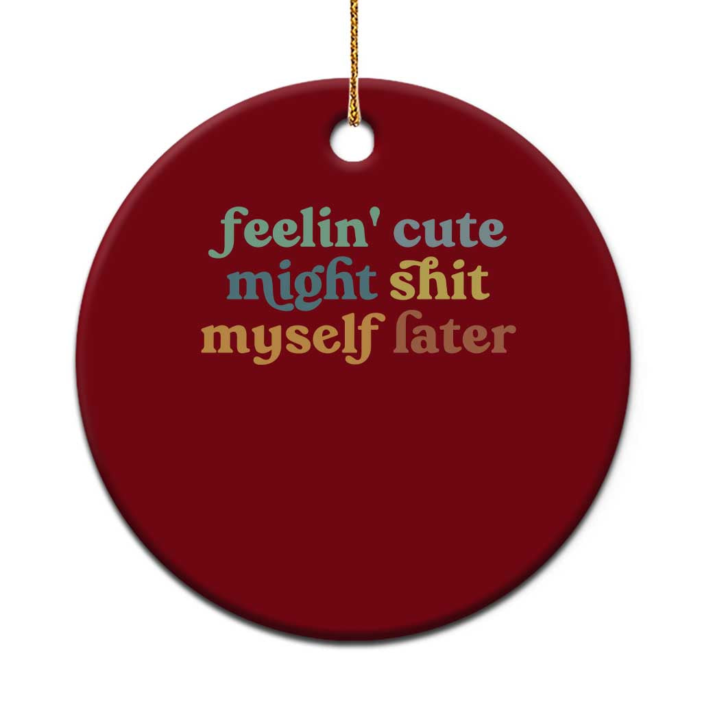 Feeling Cute Might Shit Myself Later Ceramic Ornament Funny Newborn Gift TS10 1pc Red Print Your Wear