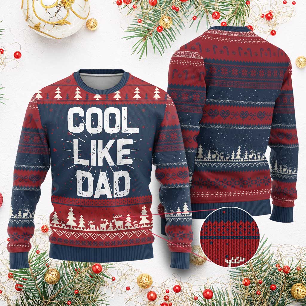 Cool Like Dad Knit Sweatshirt Funny Newborn Gift Baby Shower TS10 Burgundy Print Your Wear