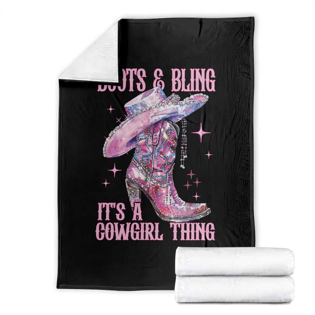Boots and Bling Its A Cowgirl Thing Throw Blanket TS10 Black Print Your Wear