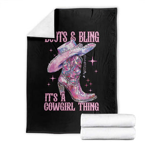 Boots and Bling Its A Cowgirl Thing Throw Blanket TS10 Black Print Your Wear