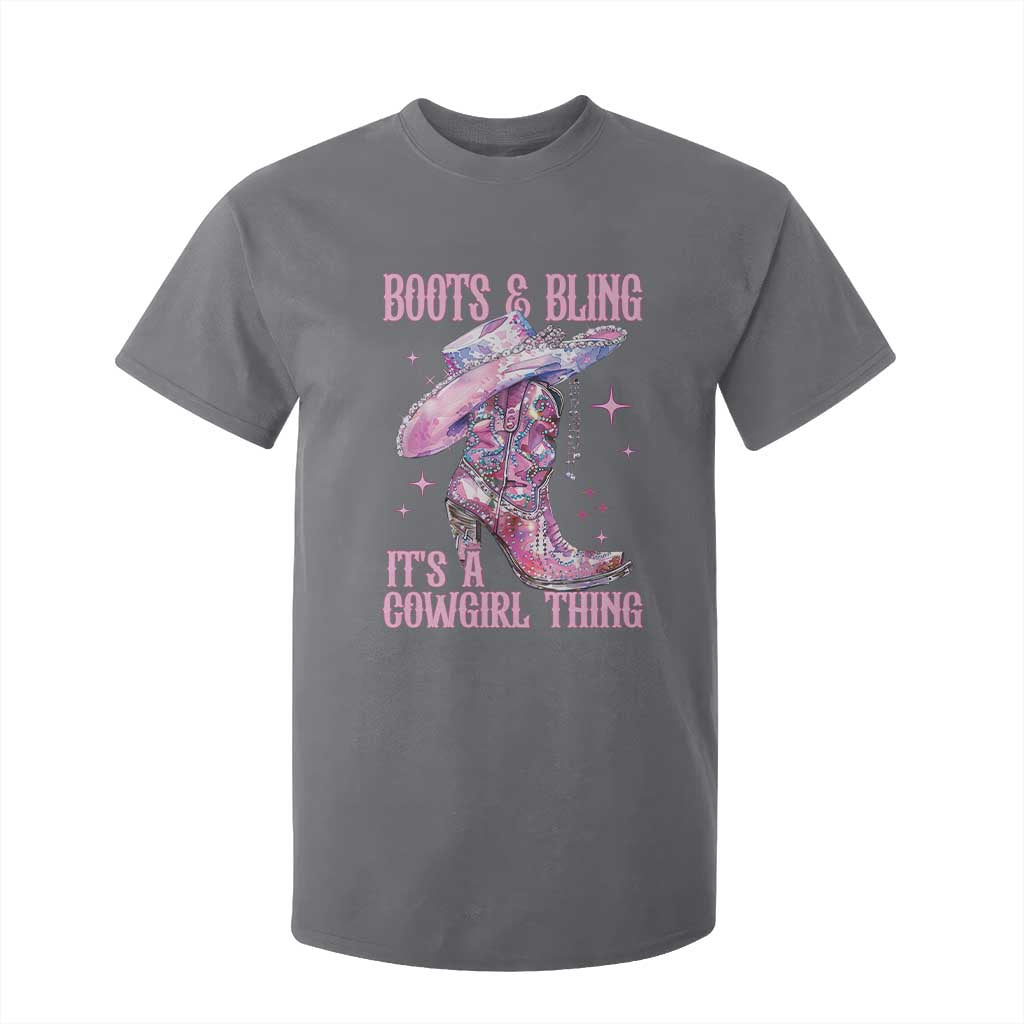 Boots and Bling Its A Cowgirl Thing T Shirt For Kid TS10 Charcoal Print Your Wear