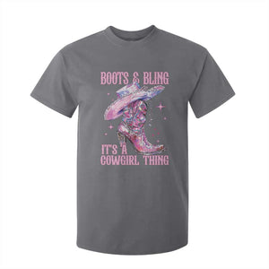 Boots and Bling Its A Cowgirl Thing T Shirt For Kid TS10 Charcoal Print Your Wear