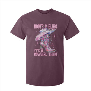Boots and Bling Its A Cowgirl Thing T Shirt For Kid TS10 Maroon Print Your Wear