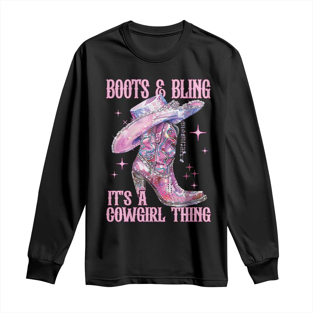 Boots and Bling Its A Cowgirl Thing Long Sleeve Shirt TS10 Black Print Your Wear