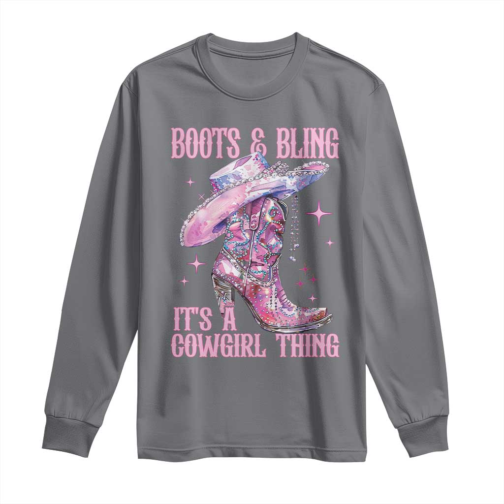 Boots and Bling Its A Cowgirl Thing Long Sleeve Shirt TS10 Charcoal Print Your Wear