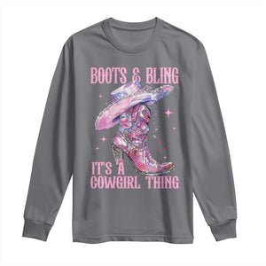 Boots and Bling Its A Cowgirl Thing Long Sleeve Shirt TS10 Charcoal Print Your Wear