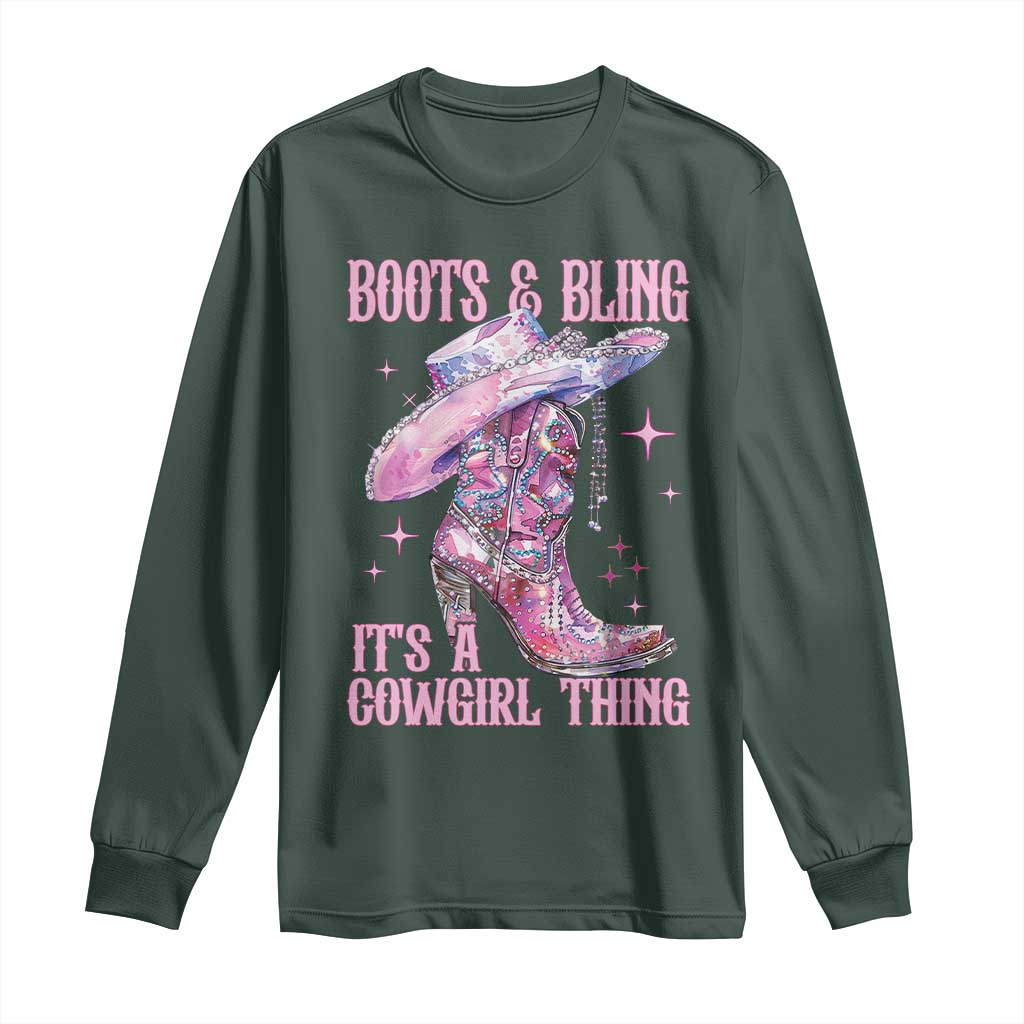 Boots and Bling Its A Cowgirl Thing Long Sleeve Shirt TS10 Dark Forest Green Print Your Wear