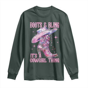 Boots and Bling Its A Cowgirl Thing Long Sleeve Shirt TS10 Dark Forest Green Print Your Wear
