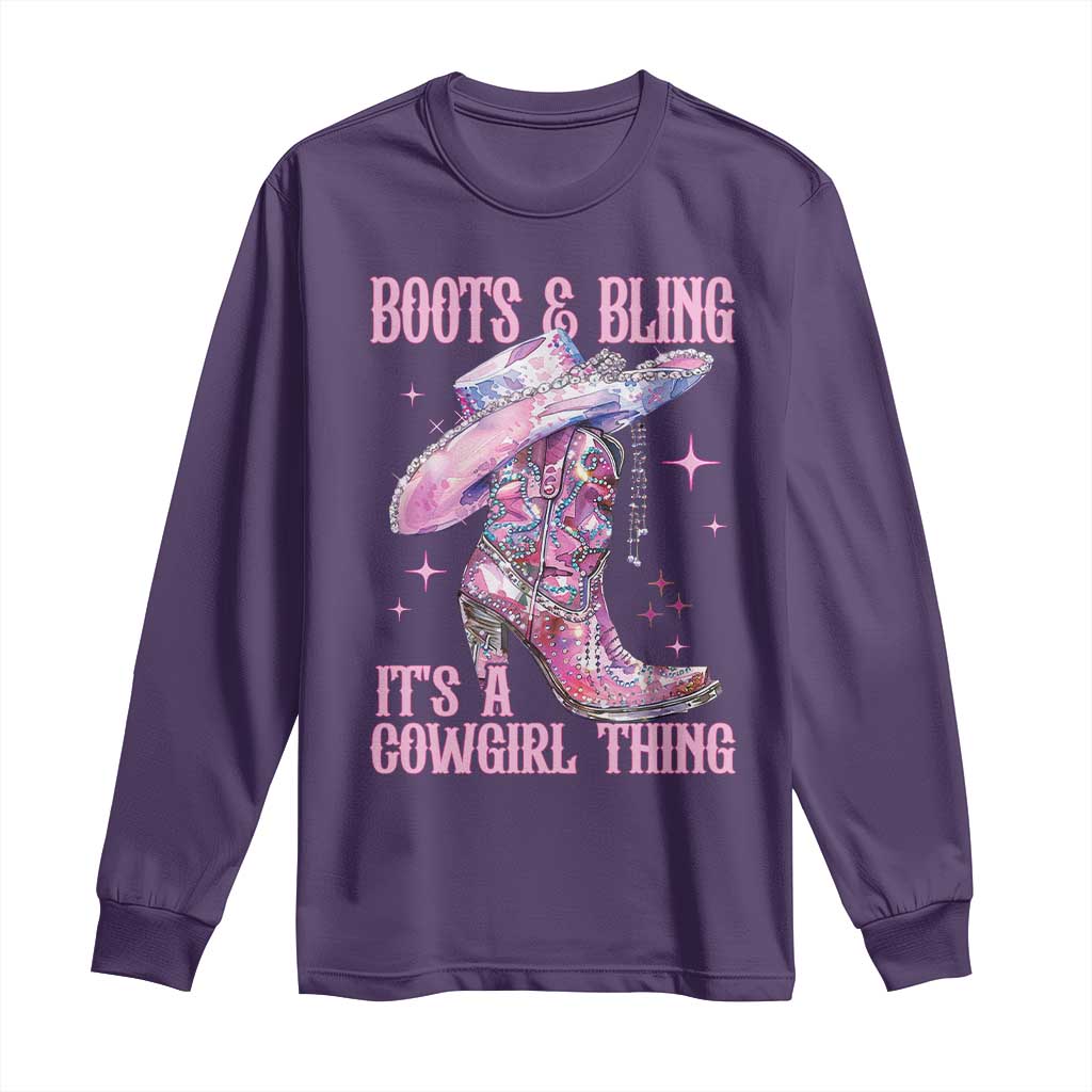 Boots and Bling Its A Cowgirl Thing Long Sleeve Shirt TS10 Purple Print Your Wear
