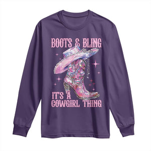Boots and Bling Its A Cowgirl Thing Long Sleeve Shirt TS10 Purple Print Your Wear