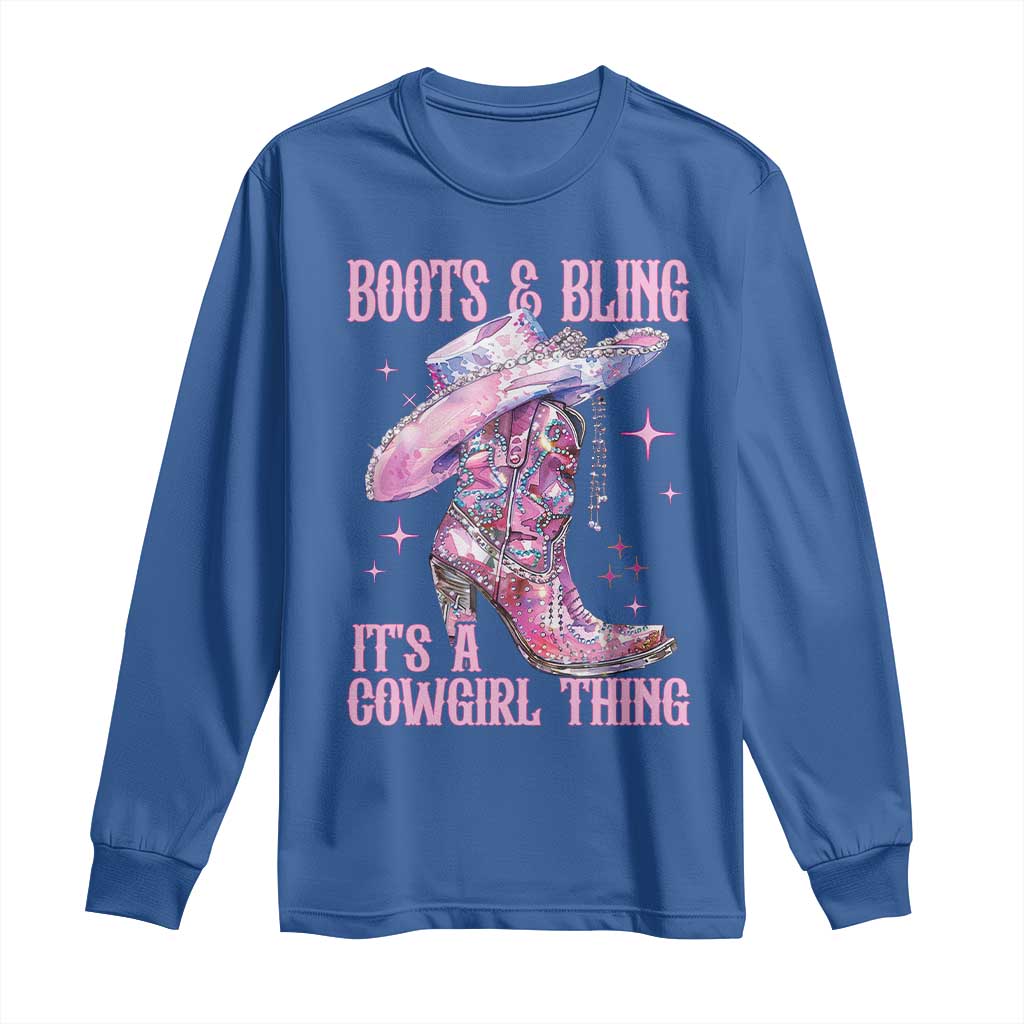 Boots and Bling Its A Cowgirl Thing Long Sleeve Shirt TS10 Royal Blue Print Your Wear