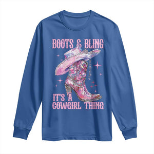 Boots and Bling Its A Cowgirl Thing Long Sleeve Shirt TS10 Royal Blue Print Your Wear