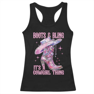 Boots and Bling Its A Cowgirl Thing Racerback Tank Top TS10 Black Print Your Wear
