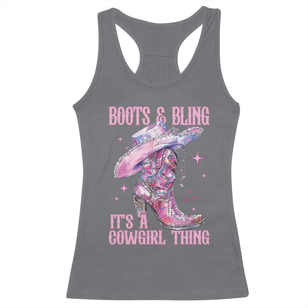 Boots and Bling Its A Cowgirl Thing Racerback Tank Top TS10 Charcoal Print Your Wear