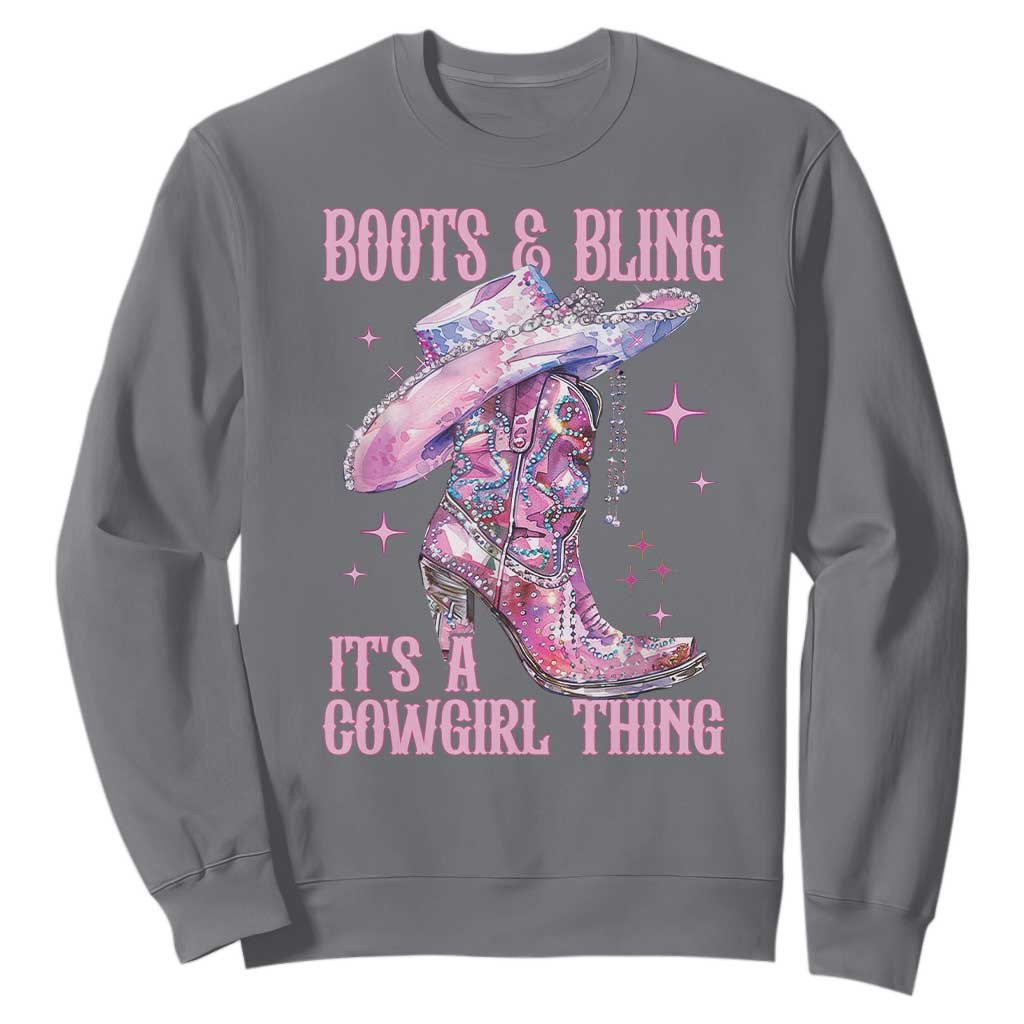 Boots and Bling Its A Cowgirl Thing Sweatshirt TS10 Charcoal Print Your Wear