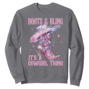 Boots and Bling Its A Cowgirl Thing Sweatshirt TS10 Charcoal Print Your Wear