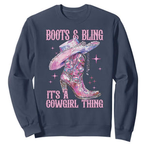Boots and Bling Its A Cowgirl Thing Sweatshirt TS10 Navy Print Your Wear