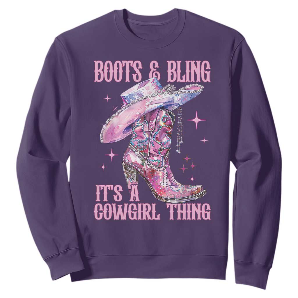 Boots and Bling Its A Cowgirl Thing Sweatshirt TS10 Purple Print Your Wear