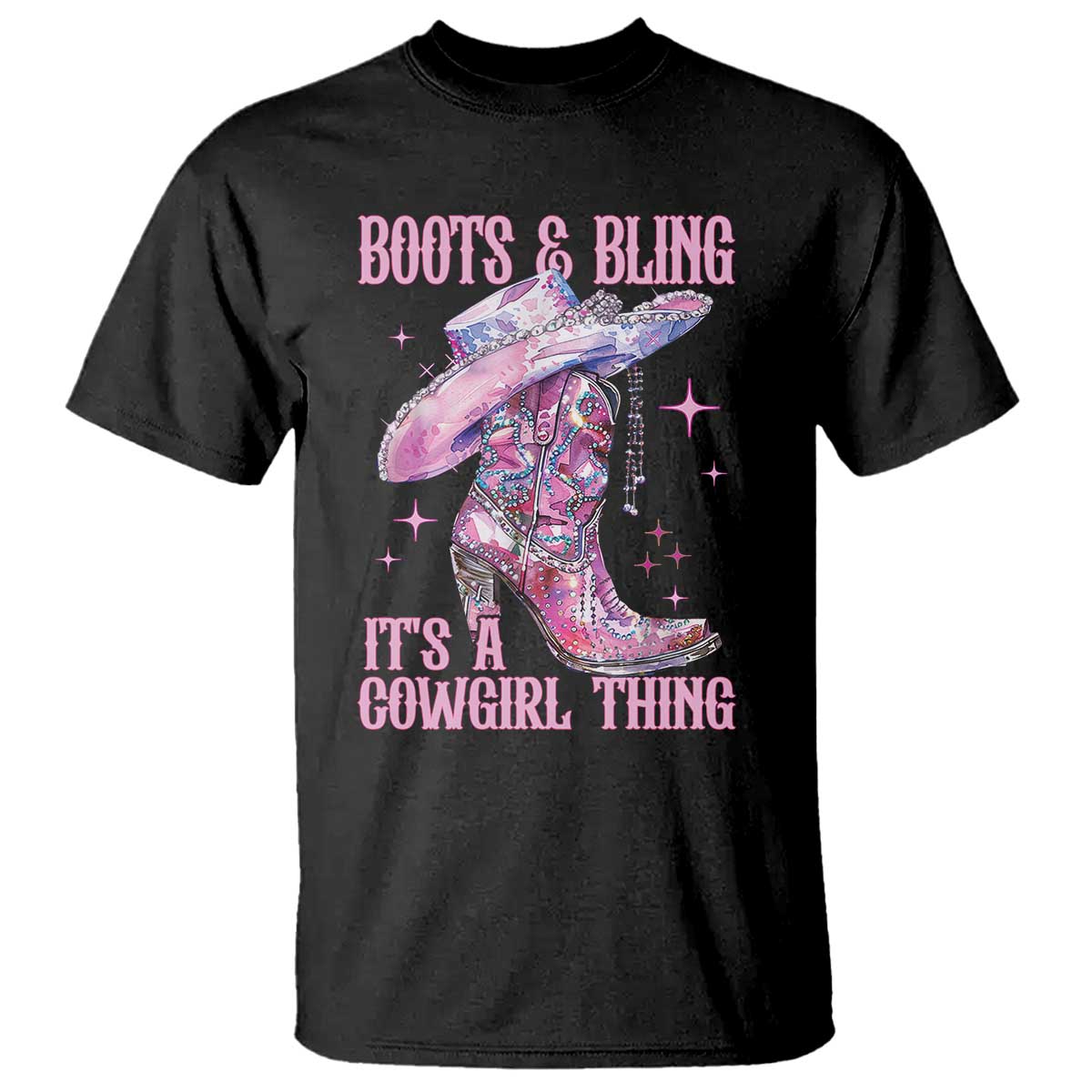 Boots and Bling Its A Cowgirl Thing T Shirt TS10 Black Print Your Wear