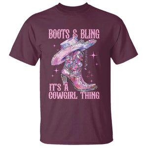 Boots and Bling Its A Cowgirl Thing T Shirt TS10 Maroon Print Your Wear