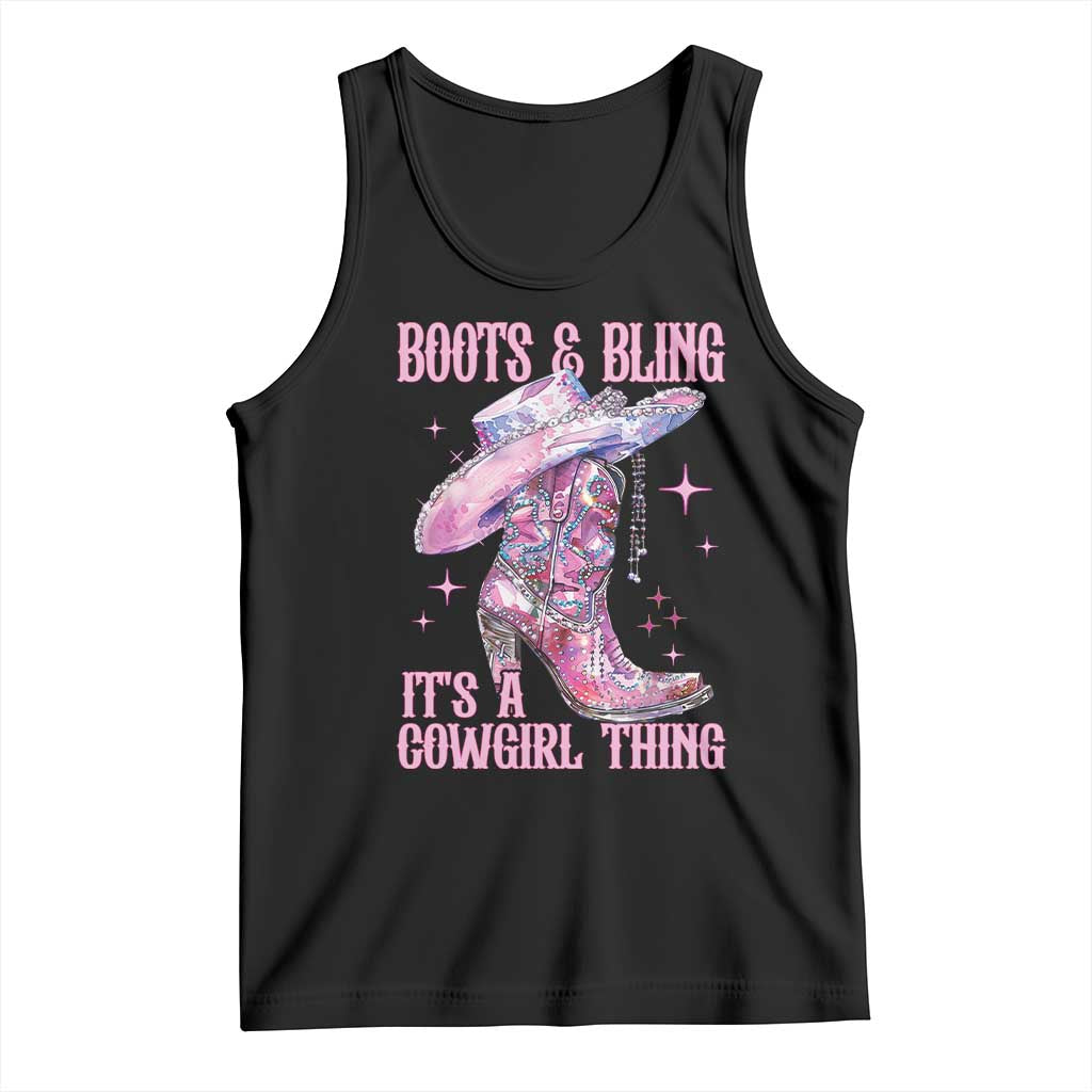 Boots and Bling Its A Cowgirl Thing Tank Top TS10 Black Print Your Wear