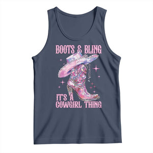 Boots and Bling Its A Cowgirl Thing Tank Top TS10 Navy Print Your Wear