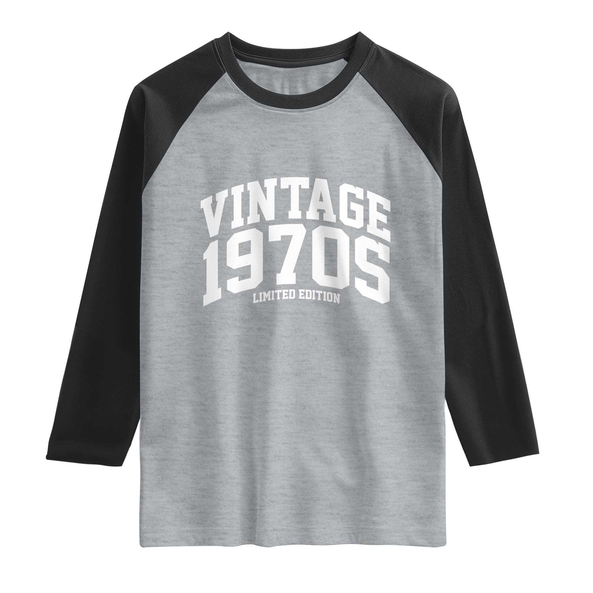Vintage 1970s Limited Edition Raglan Shirt Vintage Varsity Funny Cool 1970 Theme TS10 Heather Gray Black Print Your Wear
