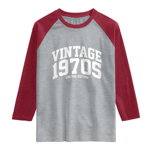 Vintage 1970s Limited Edition Raglan Shirt Vintage Varsity Funny Cool 1970 Theme TS10 Heather Gray Heather Red Print Your Wear