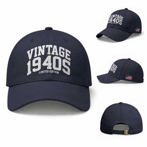Vintage 1940s Limited Edition Baseball Cap Vintage Varsity Funny Cool 1940 Theme TS10 Baseball Cap Universal Fit Navy Print Your Wear