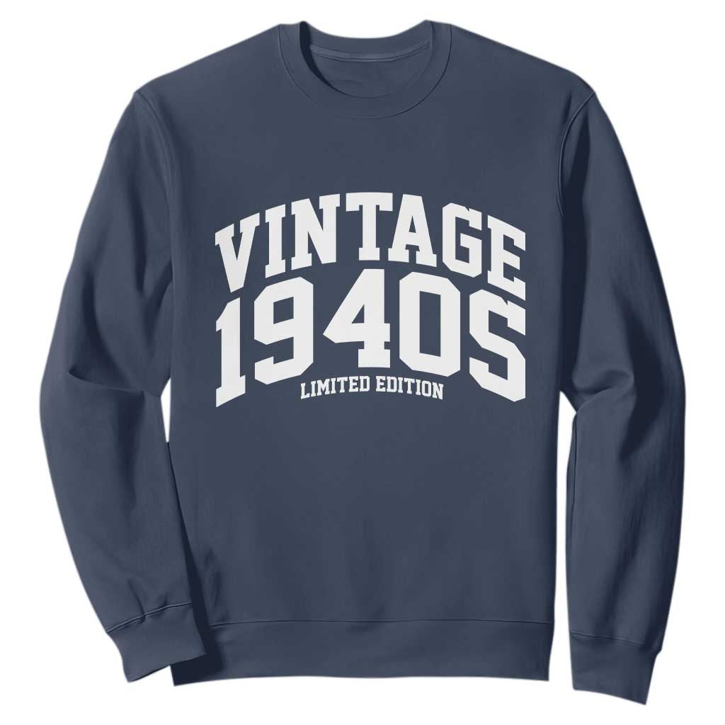 Vintage 1940s Limited Edition Sweatshirt Vintage Varsity Funny Cool 1940 Theme TS10 Navy Print Your Wear