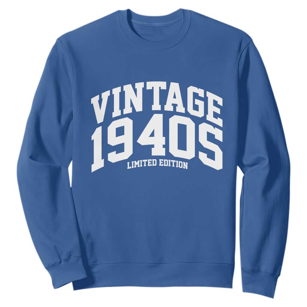 Vintage 1940s Limited Edition Sweatshirt Vintage Varsity Funny Cool 1940 Theme TS10 Royal Blue Print Your Wear