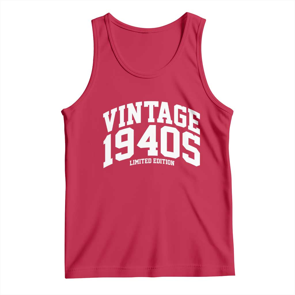 Vintage 1940s Limited Edition Tank Top Vintage Varsity Funny Cool 1940 Theme TS10 Red Print Your Wear