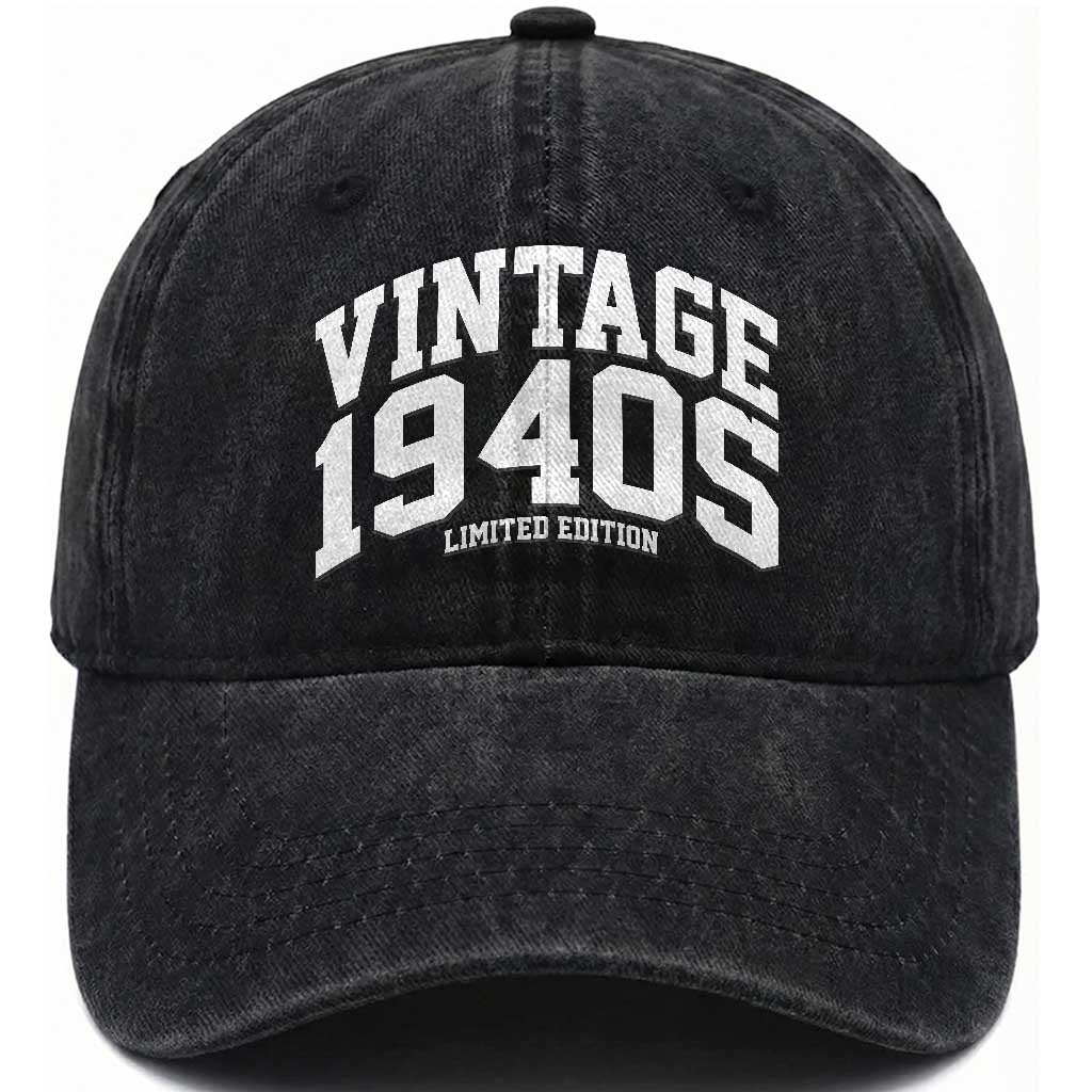 Vintage 1940s Limited Edition Washed Cotton Baseball Cap Vintage Varsity Funny Cool 1940 Theme TS10 Print Your Wear