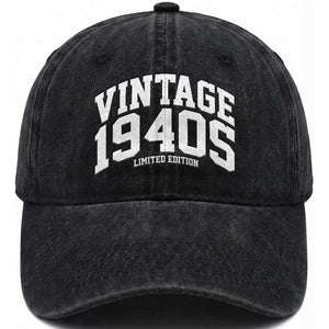 Vintage 1940s Limited Edition Washed Cotton Baseball Cap Vintage Varsity Funny Cool 1940 Theme TS10 Print Your Wear