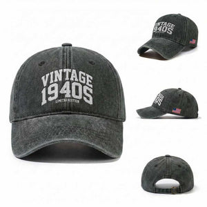 Vintage 1940s Limited Edition Washed Cotton Baseball Cap Vintage Varsity Funny Cool 1940 Theme TS10 Washed Cap Universal Fit Dark Green Print Your Wear