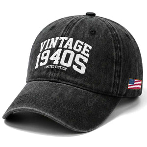 Vintage 1940s Limited Edition Washed Cotton Baseball Cap Vintage Varsity Funny Cool 1940 Theme TS10 Print Your Wear