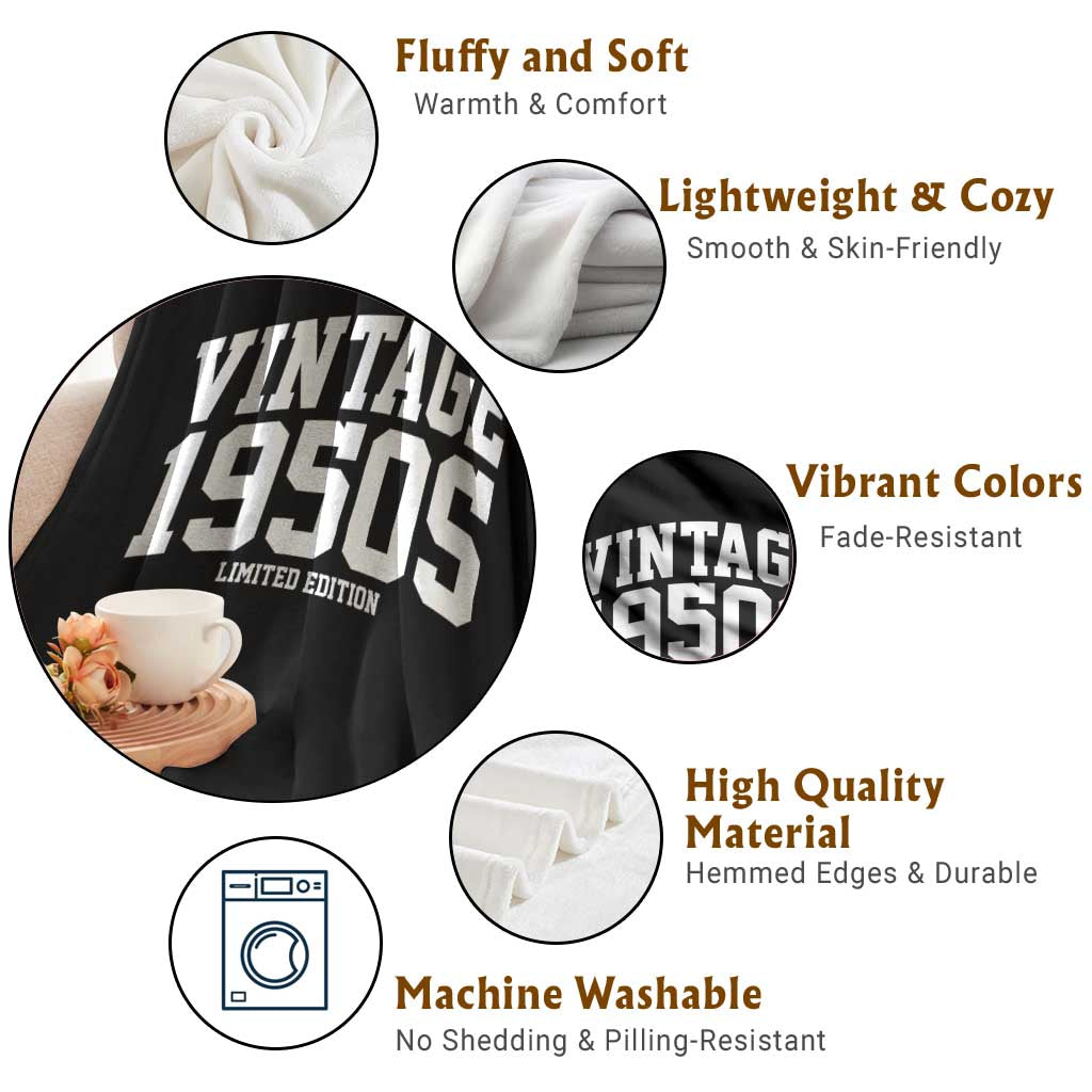 Vintage 1950s Limited Edition Throw Blanket Vintage Varsity Funny Cool 1950 Theme TS10 Print Your Wear